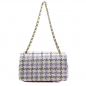 Preview: Shoulder bag Marie, lilac-cream, checkered fabric, chain strap, back, hanging