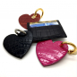 Preview: Bettina a Paris, heart key fob Cherie, red alligator leather with green edge colour, carabiner closure, style