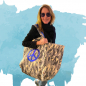 Preview: Cute Stuff, XXL Shopper, Weekender, Camouflage gray, Peace sign sequins blue, style