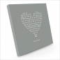 Preview: Painting on canvas white love poem, print grey, sideview