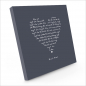 Preview: Painting on canvas white love poem, print bluegrey, sideview