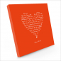 Preview: Painting on canvas white love poem, print orange, sideview