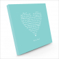 Preview: Painting on canvas white love poem, print turquoise, sideview