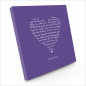 Preview: Painting on canvas white love poem, print purple, sideview