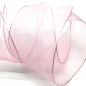 Preview: Geschenkband Organza transparent in rosa und Webkante, Detail