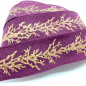 Preview: Gift ribbon, Winter Twig, rose purple with print glitter gold, 25 mm width, woven edge, detail