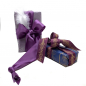 Preview: Gift ribbon, Winter Twig, rose purple with print glitter gold, 25 mm width, woven edge, style