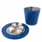 Preview: Hector Saxe LEATHER DICE CUP with base in petrolblue and dices