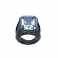 Preview: Kmo ring solo black-gold with large faceted crystal, top