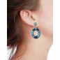 Preview: KMO Earclips Cora Snakskin leather blue accent kamelitte silver, style model