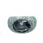 Preview: KMO Silver Ring with cabochon black-silver, flat