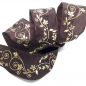 Preview: ribbon, satin, 38 mm, brown, printed floral in gold