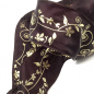 Preview: ribbon, satin, 38 mm, brown, printed floral in gold, detail