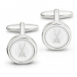 Preview: Meissen Cufflinks, Porcelain, silver, motiv platin swords, front