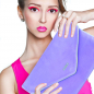 Preview: Sorbet Island, Velvet Envelope Bag, Unterarm Clutch flieder , Stickerei fluo grün CIAOm style