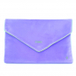 Preview: Sorbet Island, Velvet Envelope Bag, Unterarm Clutch flieder , Stickerei fluo grün CIAO