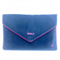 Preview: Sorbet Island, Velvet Envelope Bag, Unterarm Clutch grau, Stickerei neon pink Smile