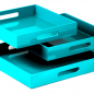 Preview: Tray, square, Outside paint Lacquer turquoise, detail