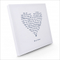 Preview: Painting on canvas white love poem, print blue, sideview