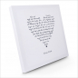 Preview: Painting on canvas white love poem, print bluegrey, sideview