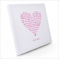 Preview: Painting on canvas white love poem, print pink, sideview