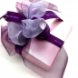 Preview: Gift ribbon transparent organza lilac, with woven edge, style