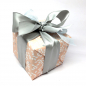 Preview: Gift ribbon transparent organza lightblue, an double face satin grey, style