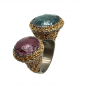 Preview: KMO open two finger ring in snake smaragd green and marsala , , side