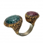Preview: KMO open two finger ring in snake smaragd green and marsala ,