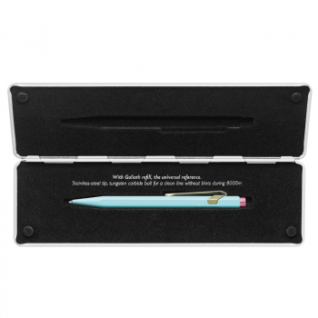 caran d Ache 849 ballpoint Claim Your Style Pale Blue inside case