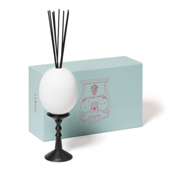 Cire Trudon Diffuser L'Oeuf weißes Keramik Ei mit schwarz lackiertem Holzfuß, Geschenkbox