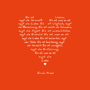 Painting on canvas white love poem, print orange