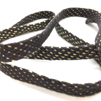 ribbon, glint, darkgrey, goldenen accents, 10 mm, without wire edge