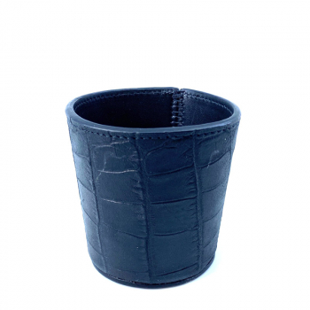 Hector Saxe LEATHER DICE CUP in black front view