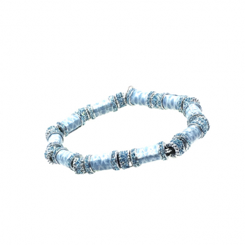 KMO, bracelet Swop, elasticated, silver powder, light blue,