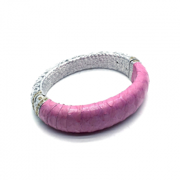 KMO, bracelet Cate, silver powder, Snake mauve, front