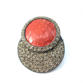 KMO Earstuds Cami Snakeskin leather coral, accent camelite gold