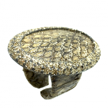 Kmo ring Nika, Snake natural, nude, Glitter gold, detail