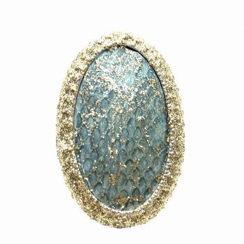 Kmo ring Nika, Snake lightblue  Glitter gold, top