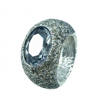 KMO Silver Ring with cabochon black-silver