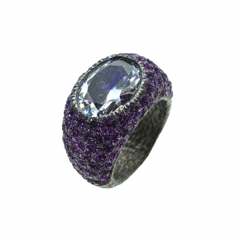 KMO Silver Ring with cabochon amethyst