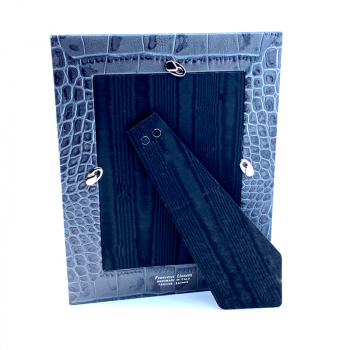 Frame square, leather, croco embossing, darkgrey, back