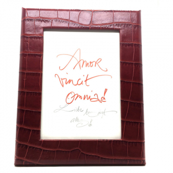 Frame square, leather, croco embossing, red, top