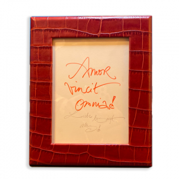 Frame square, leather, croco embossing, red, front