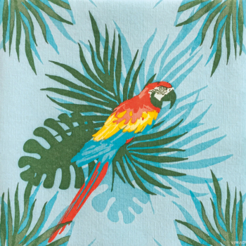 Paviot, Napkin, Parrot multicolor printed with, detail