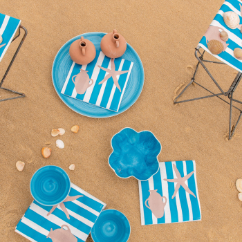 Paviot, Napkin, transat bleu, deckchair, blue, beach party, style