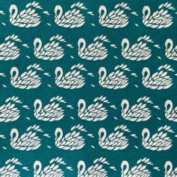 Paviot napkin Cygne, green, with gold Motiv Swans