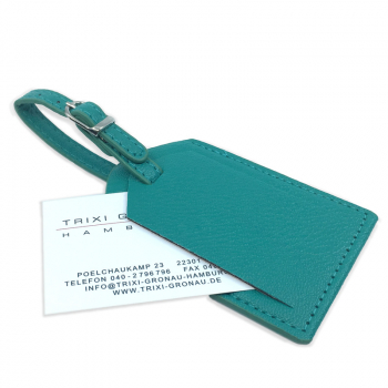 Trixi Gronau Carrys,leather luggage tag, green, front