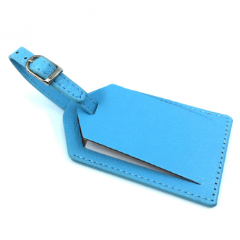 Trixi Gronau Carrys,leather luggage tag,skyblue, front