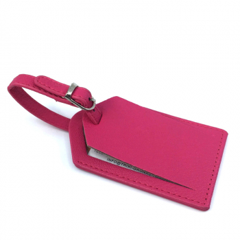 Trixi Gronau Carrys,leather luggage tag, pink, front